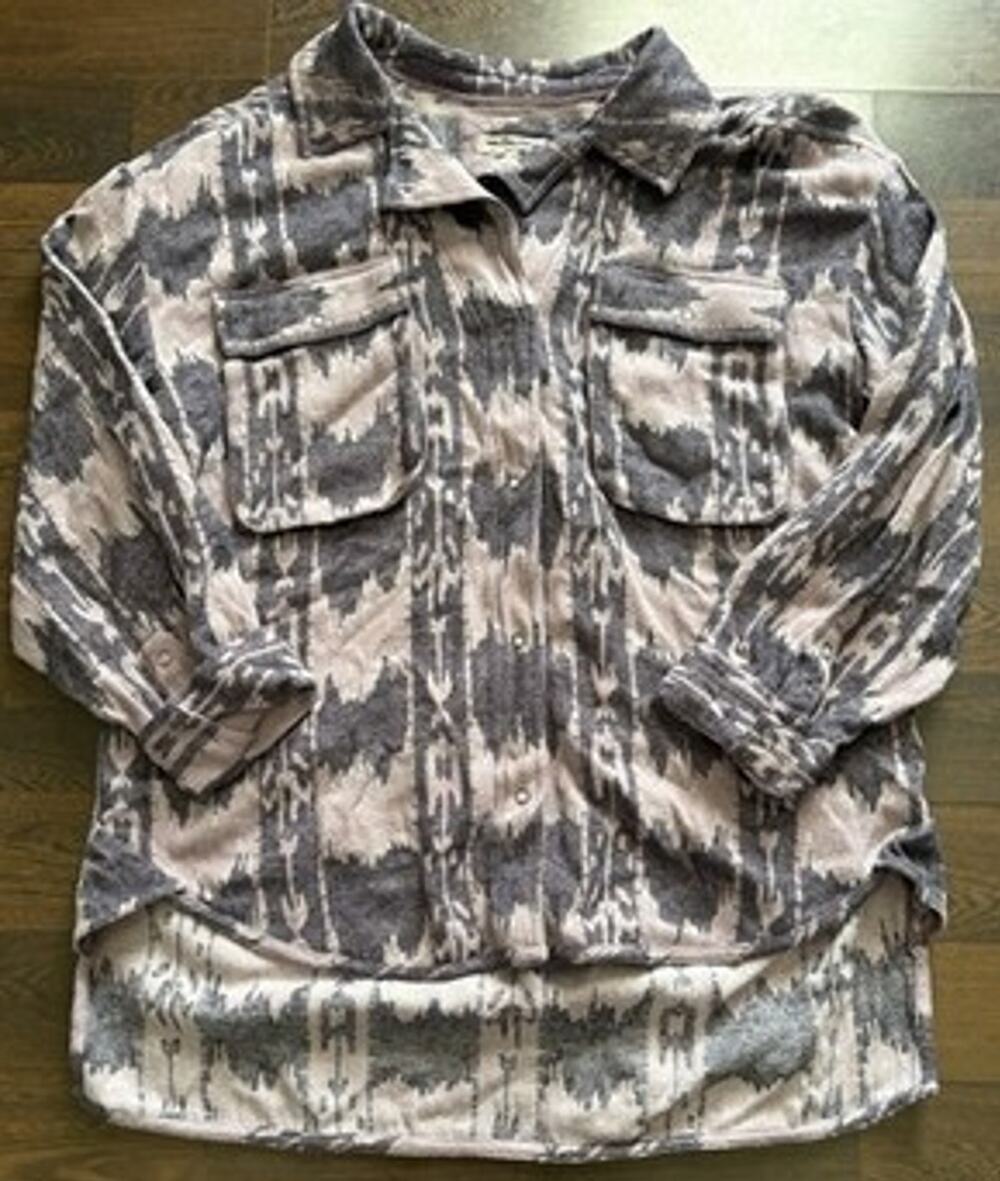 VINTAGE VIBE Free People Izzie Cargo Jacquard Shacket Dusk L